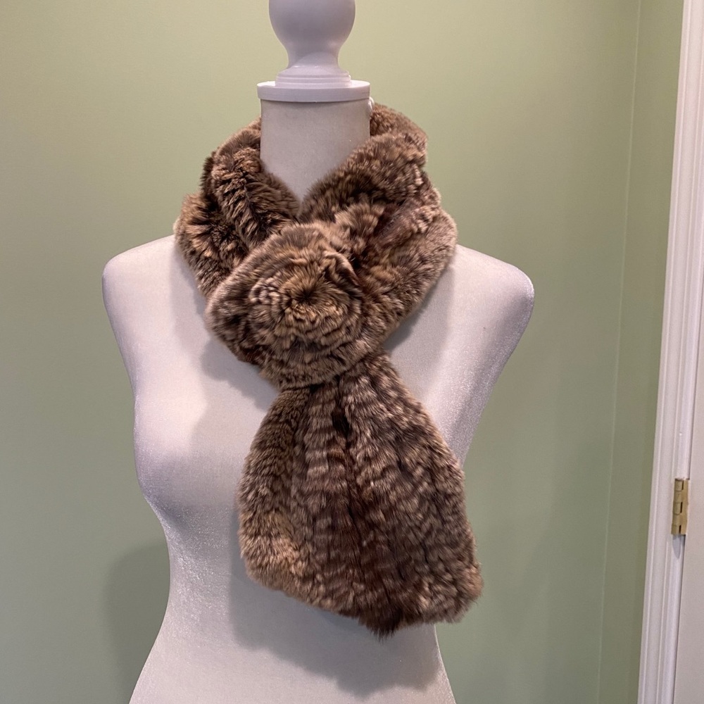 Lovely knitted rabbit fur scarf